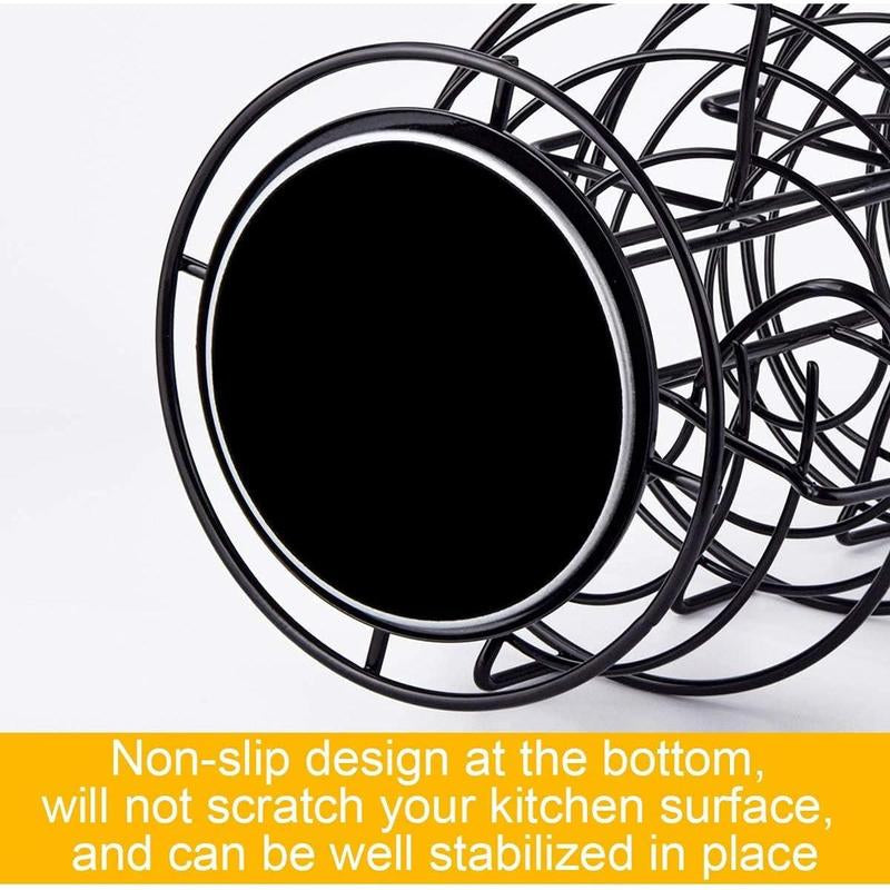 Spiral Design Metal Egg Skelter Dispenser Rack Storage Display Rack Black Organiser