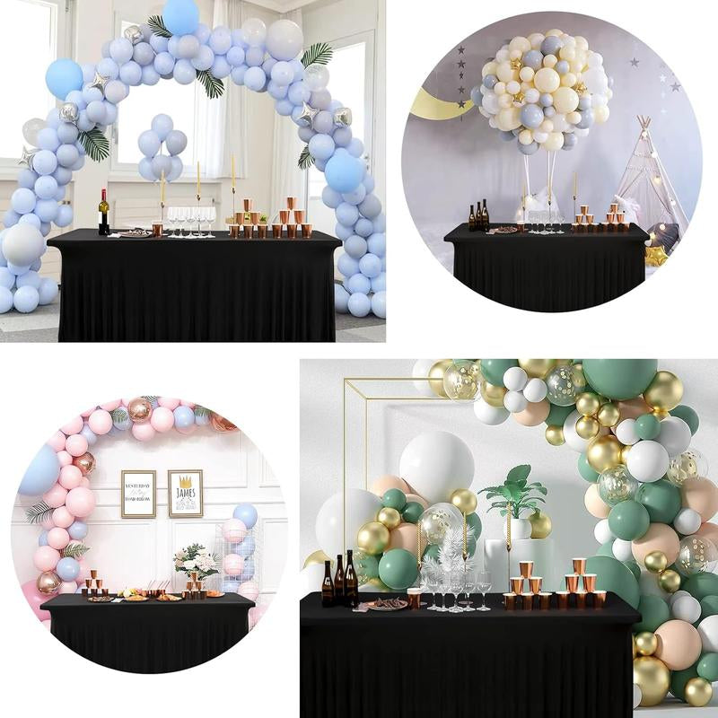 2/3/4/6 Pack Spandex Tablecloth Spandex Table Skirt Fitted Stretch Tablecloth,One-Piece Wrinkle-Resistant Ruffles Design Installs in Seconds,Perfect for Rectangle Tables Banquets Parties Wedding Thanksgiving