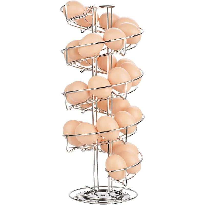Spiral Design Metal Egg Skelter Dispenser Rack Storage Display Rack Black Organiser