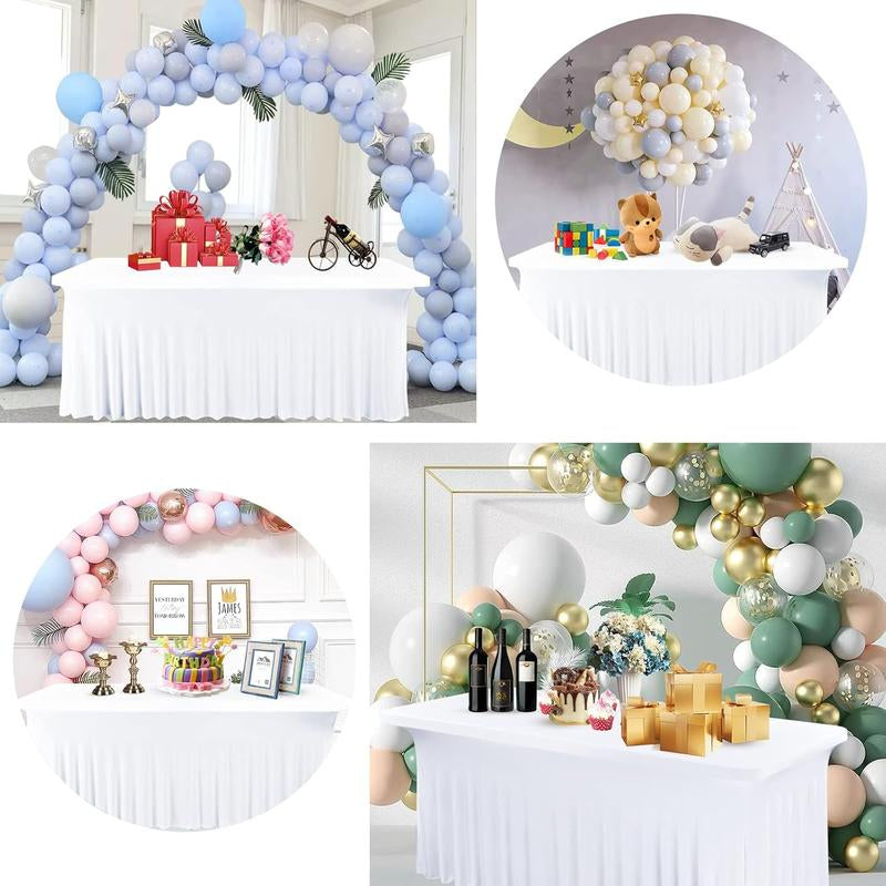 2/3/4/6 Pack Spandex Tablecloth Spandex Table Skirt Fitted Stretch Tablecloth,One-Piece Wrinkle-Resistant Ruffles Design Installs in Seconds,Perfect for Rectangle Tables Banquets Parties Wedding Thanksgiving