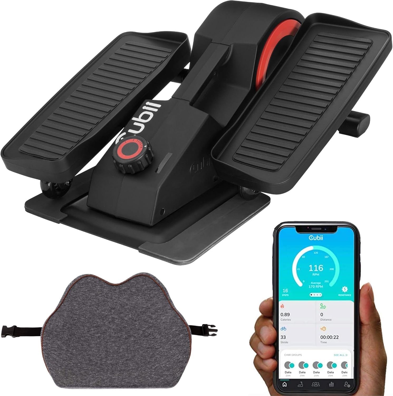 JR1 Bundle: Under Desk Elliptical with Dumbbell Weights, Workout Mat, Pedal Exerciser Featuring LCD Fitness Tracker and Adjustable Resistance for Home Fitness