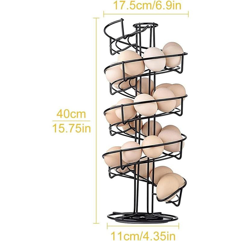 Spiral Design Metal Egg Skelter Dispenser Rack Storage Display Rack Black Organiser