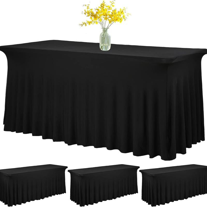 2/3/4/6 Pack Spandex Tablecloth Spandex Table Skirt Fitted Stretch Tablecloth,One-Piece Wrinkle-Resistant Ruffles Design Installs in Seconds,Perfect for Rectangle Tables Banquets Parties Wedding Thanksgiving