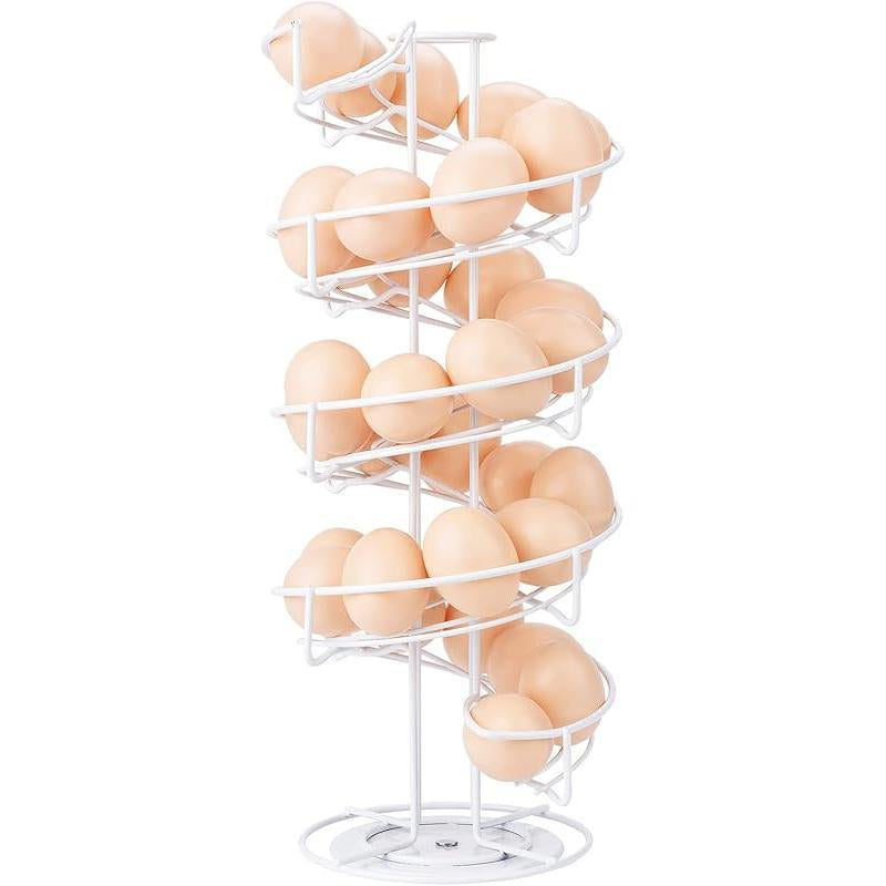 Spiral Design Metal Egg Skelter Dispenser Rack Storage Display Rack Black Organiser