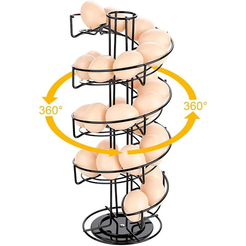 Spiral Design Metal Egg Skelter Dispenser Rack Storage Display Rack Black Organiser