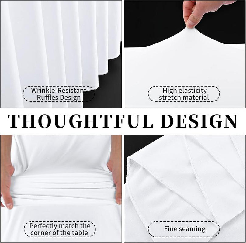 2/3/4/6 Pack Spandex Tablecloth Spandex Table Skirt Fitted Stretch Tablecloth,One-Piece Wrinkle-Resistant Ruffles Design Installs in Seconds,Perfect for Rectangle Tables Banquets Parties Wedding Thanksgiving