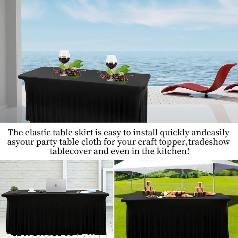 2/3/4/6 Pack Spandex Tablecloth Spandex Table Skirt Fitted Stretch Tablecloth,One-Piece Wrinkle-Resistant Ruffles Design Installs in Seconds,Perfect for Rectangle Tables Banquets Parties Wedding Thanksgiving